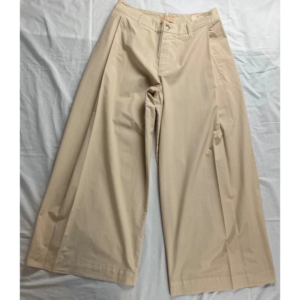 Kut from the Kloth Elisa High Rise Super Wide Leg Pants Sand Beige Size 6 - Picture 8 of 16